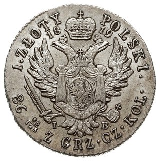1 złoty 1819, Warszawa, Plage 64, Bitkin 843, defekt krążka na awersie, ale egzemplarz bez śladów obiegu