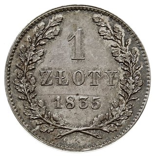 1 złoty 1835, Wiedeń, Plage 294, patyna, bardzo 