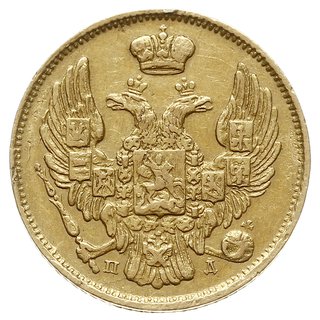 3 ruble = 20 złotych 1834, Petersburg, złoto 3.91 g, Plage 299, Bitkin 1075 (R), ślad po zawieszce