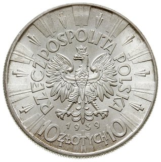 10 złotych 1939, Warszawa, Józef Piłsudski, Parchimowicz 124.f, piękne