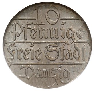 10 fenigów 1923, Berlin, Parchimowicz 57.a, moneta w pudełku NGC z certyfikatem MS65, wyśmienicie zachowane