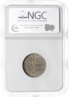10 fenigów 1923, Berlin, Parchimowicz 57.a, moneta w pudełku NGC z certyfikatem MS65, wyśmienicie zachowane