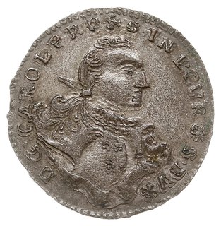 Karol Krystian Saski 1759-1762, grosz 1762, Mitawa, tarcze herbowe wygięte, Gerbaszewski 5.2.4.7.1, rzadki i ładnie zachowany