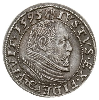 grosz 1595, Królewiec, Bahr. 1304, Neumann 58, rzadki, bardzo ładna moneta ze starą patyną i z dużym lustrem menniczym