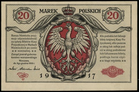 20 marek polskich 9.12.1916, jenerał, seria A, n