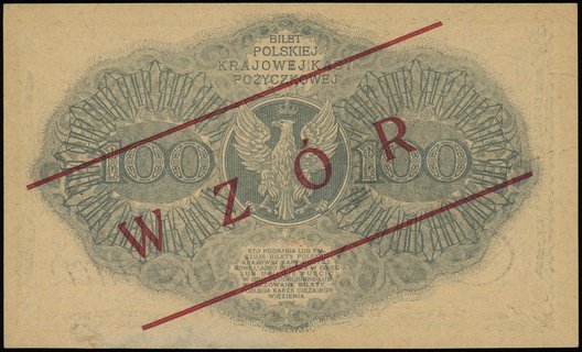 100 marek polskich 15.02.1919, obustronny nadruk