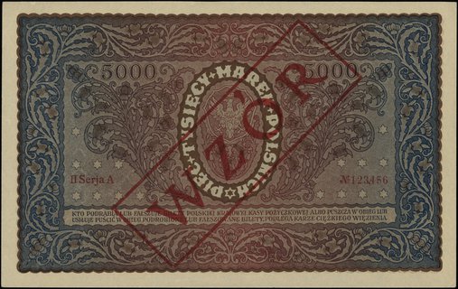 5.000 marek polskich 7.02.1920, czerwony ukośny 