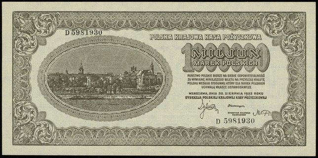 1.000.000 marek polskich 30.08.1923, seria D, nu