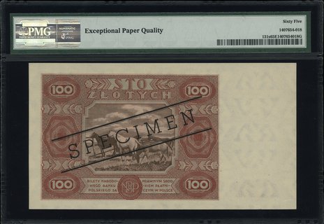 100 złotych 15.07.1947, seria F, numeracja 00000