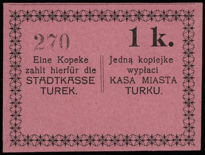 Turek, Kasa miasta, 1, 2 i 50 kopiejek (1914), P