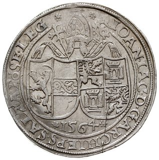 Jan Jakub Khuen von Belasi-Lichtenberg 1560-1586, talar 1564, srebro 28.53 g, Zöttl 610, Probszt 530, na rewersie rysa, ale bardzo ładny z blaskiem menniczym