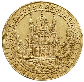 Guidobald Graf Thun i Hohenstein 1654-1668, 6 dukatów 1655, złoto 20.66 g, odmiana średnicy 36 mm, Fr. 770, Zöttl 1746, Probszt - nie notuje, bardzo rzadka, efektowna moneta