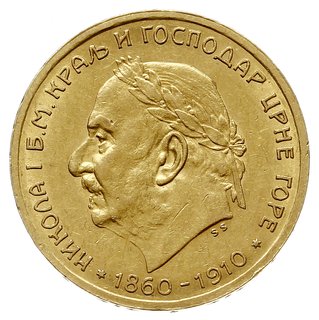 Mikołaj I 1860-1918, 10 perpera 1910, Wiedeń, wybite z okazji 50-lecia panowania, złoto 3.38 g, Fr. 6