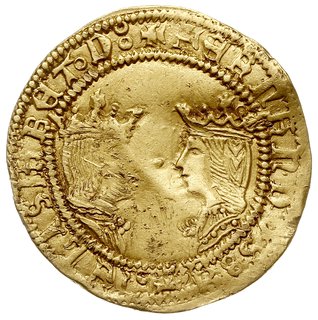 Ferdynand V i Izabela 1469-1516 (Reyes catolicos), doble excelente (dwudukat), bez daty (ok. 1497), Granada, złoto 6.95 g, Cayon 2914, Fr. 128, gięte