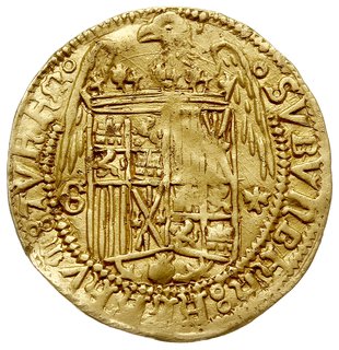 Ferdynand V i Izabela 1469-1516 (Reyes catolicos), doble excelente (dwudukat), bez daty (ok. 1497), Granada, złoto 6.95 g, Cayon 2914, Fr. 128, gięte