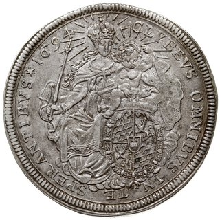 Maksymilian II Emanuel 1679-1726, talar 1694, Monachium, srebro 28.85 g, Dav. 6099, Hahn 199, bardzo ładny