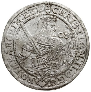 Krystian II, Jan Jerzy i August 1601-1611, talar 1608 HR, Drezno, srebro 29.10 g, Kahnt 228, Dav. 7566, ładny blask menniczy