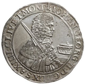 Jan Jerzy II 1656-1680, talar 1660 CR, Drezno, srebro 29.10 g, Kahnt 388, Dav. 7617, Schnee 909, piękny egzemplarz, rzadki w tym stanie zachowania