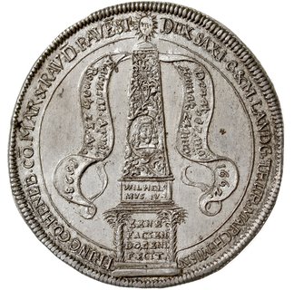 Wilhelm 1640-1662, talar 1662, Weimar, wybity z okazji śmierci księcia, srebro 28.91 g, Dav. 7550, Koppe 366, Slg. Merseb. 3884, Schnee 378, srebro 28.91 g, bardzo rzadki, szczególnie w tak wyśmienitym stanie zachowania
