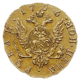 rubel 1756, Krasnyj Dvor (Moskwa), złoto 1.52 g,
