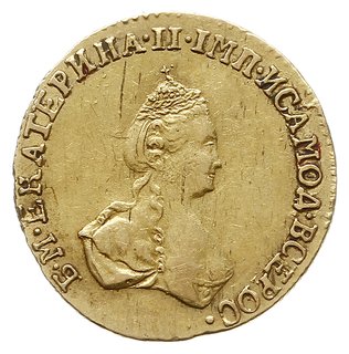 rubel 1779, Petersburg, złoto 1.18 g, Bitkin 115 (R), Diakov 388, rzadkie, jedyny rocznik złotych jednorublówek za Katarzyny II