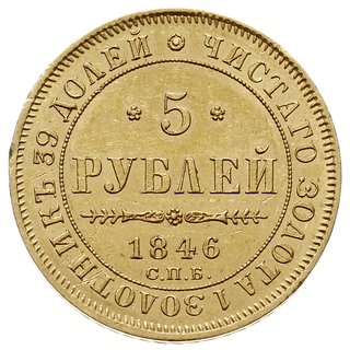 5 rubli 1846 СПБ АГ, Petersburg, złoto 6.52 g, B