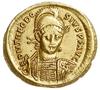 Teodozjusz II 408-450, solidus 408-430, Konstantynopol, Aw: Popiersie cesarza na wprost z włócznią..