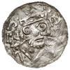 Henryk II 1002-1024, denar 1009-1024, Augsburg, Aw: Popiersie w prawo, HEINRIC REX, Rw: Krzyż z oz..