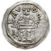 denar 1146-1157, Aw: Książę z mieczem trzymanym poziomo siedzący na tronie na wprost, BOLEZLAVS, R..