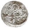 denar 1146-1157, Aw: Książę z mieczem trzymanym poziomo siedzący na tronie na wprost, wstecznie BO..