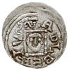 denar 1146-1157, Aw: Książę z mieczem trzymanym 