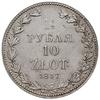 1 1/2 rubla = 10 złotych 1837, Warszawa, Plage 333 -duże cyfry daty, Bitkin 1133, moneta z ładnym ..