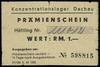 Konzentrationslager Dachau, Prämienschein (bon) na 1 markę 1944, numeracja 598815, odręczna numera..