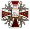 odznaka pamiątkowa Polska Liga Wojenna Walki Czynnej, dwuczęściowa, tombak srebrzony 48 x 48 mm, e..
