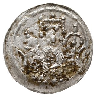Denar 1157-1166 , Aw: Cesarz siedzący na tronie na wprost, Rw: Napis w trzech liniach BOL / EZL / AVS, Gum.H. 89, Kop. 58 (R5), Str. 55, Such. XX/2, srebro 0.39 g, rzadki