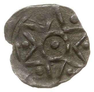 Stargard, denar XV w., Aw: Gwiazda sześcioramienna w kółkiem i kulką w środku, Rw: Gryf kroczący w lewo, Dbg-P. 243, Kop. 8498 (R2), 0.26 g, ciemna patyna
