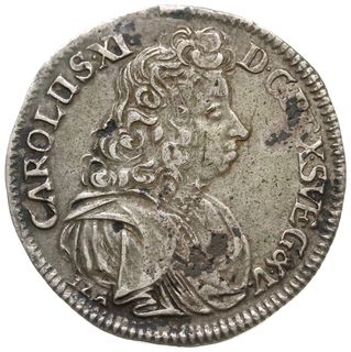 2/3 talara (gulden) 1690, Szczecin, odmiana napisu CAROLUS XI - D G..., srebro 16.95 g, AAJ 114b, Dav. 767, miejscowo ciemna patyna