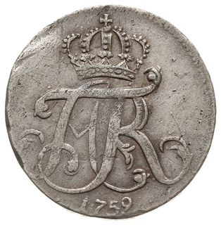 4 gute groschen = 1/6 talara, 1759, Strzałów, odmiana z szeroką koroną i dużą cyfrą nominału AAJ 250a