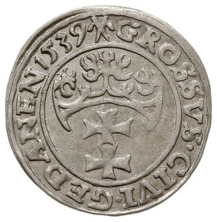 grosz 1539, Gdańsk, PN.13-Dut.187, bardzo ładny