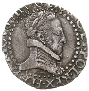 1/2 franka, 1587H, La Rochelle, dwukrotnie uderzony stemplem, Duplessy 1131, patyna, ładny portret władcy