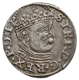 trojak 1586, Ryga, duża głowa króla, Iger R.86.1.a (R), Gerbaszewski 17, na awersie niewielka wada mennicza, ale dość ładna prezencja