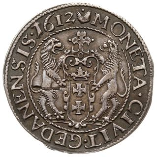 ort 1612, Gdańsk, kropka nad łapą niedźwiedzia, Shatalin G12-1 (R2), drobne uszkodzenia w tle monety, ciemna patyna, ale rzadszy rocznik, ładnie zachowany