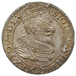 szóstak 1596, Malbork, odmiana z małą głową króla, subtelna patyna, pięknie zachowany