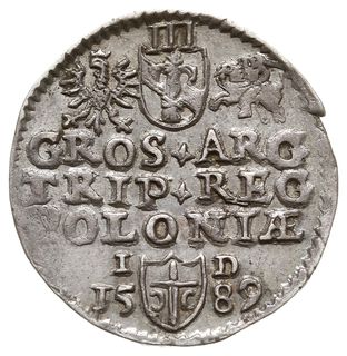 trojak 1589, Olkusz, na rewersie herb Przegonia i inicjały I-D (Jana Dulskiego, podskarbiego koronnego), Iger O.89.1.c (R1), mennicze wady krążka, ale dość ładny i rzadki