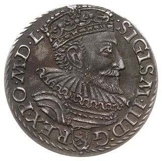 trojak 1593, Malbork, odmiana z nieco dłuższą brodą króla, Iger M.93.1.a, ciemna patyna, bardzo ładny