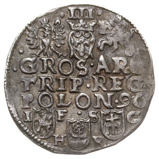 trojak 1596, Bydgoszcz, odmiana z dużą głową króla, Aw: .SIG.III.D:G-:-REX.PO.-M.D.L.,Iger B.96.2.-/c (nie notuje takiego awersu), piękny