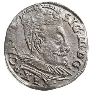 trojak 1598, Wilno, rzadko spotykane popiersie króla, przedzielona znakiem mennicy głowa wołowa przebita hakami” i herbem Demetriusza Chaleckiego, Iger V.98.2.a (R4), Ivanauskas 5SV54-31, bardzo rzadki