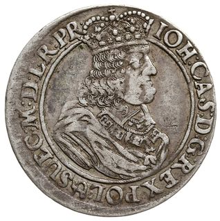 ort 1662, Gdańsk, odmiana ze znakiem lewka w tarczy dzielącym datę, po bokach inicjały D-L, Tyszk. 2, na rewersie mennicza wada blachy