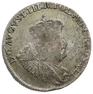 30 groszy (złotówka) 1762, Gdańsk, odmiana z mniejszym wieńcem nad herbem miasta, Kahnt 719 wariant b, Merseb. 1749, patyna