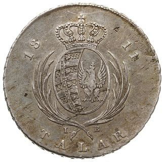 talar 1811, Warszawa, srebro 22.71 g, Plage 114, Dav. 247, mennicze wady na powierzchni monety, patyna